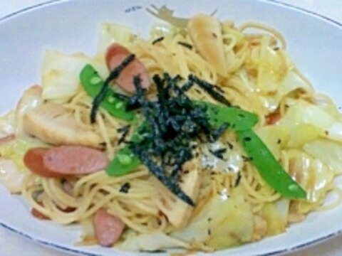 筍とウインナーのバター醤油パスタ